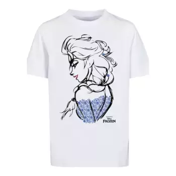 Футболка F4NT4STIC «Disney Frozen Elsa Sketch Mono», дети унисекс, товары премиум-класса, для мальчиков, девочек, с принтом, белый