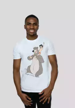 Футболка F4NT4STIC "Disney Jungle Book Mogli and Baloo", мужская, премиум-мерч, стандартного кроя, базовая, с принтом, белый