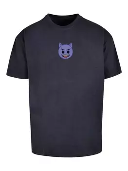 Футболка F4NT4STIC emoji couture evil smiling purple face, темно-синий