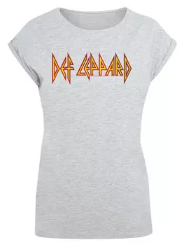 Футболка F4NT4STIC Extended Shoulder T-Shirt Def Leppard Shatter Logo, пятнистый серый