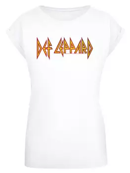 Футболка F4NT4STIC Extended Shoulder T-Shirt Def Leppard Shatter Logo, белый