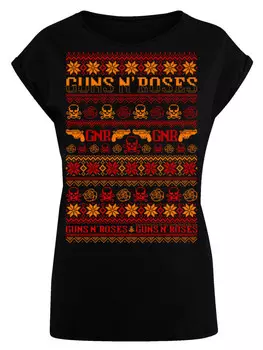 Футболка F4NT4STIC Extended Shoulder T-Shirt Guns And Roses Christmas, черный