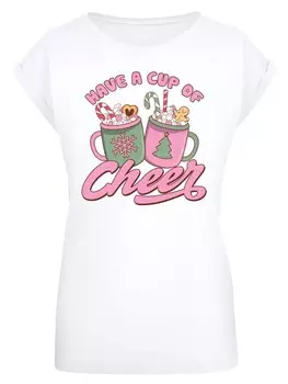 Футболка F4NT4STIC Extended Shoulder T-Shirt Have a Cup of Cheer Weihnachten, белый