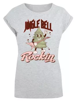 Футболка F4NT4STIC Extended Shoulder T-Shirt Jingle Bell Rocking Weihnachten Tree, пятнистый серый