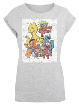Футболка F4NT4STIC Extended Shoulder T-Shirt Sesamstrae 123, пятнистый серый