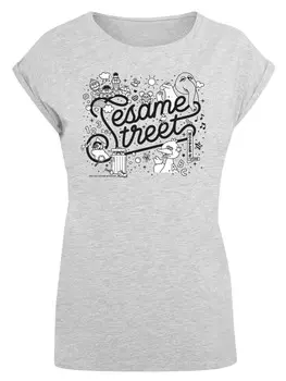 Футболка F4NT4STIC Extended Shoulder T-Shirt Sesamstrae Collage Black & White, пятнистый серый