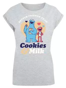 Футболка F4NT4STIC Extended Shoulder T-Shirt Sesamstrae Cookies & Milk, пятнистый серый