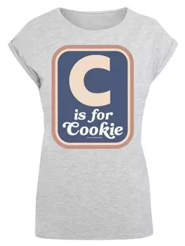Футболка F4NT4STIC Extended Shoulder T-Shirt Sesamstrae C is for Cookie, пятнистый серый