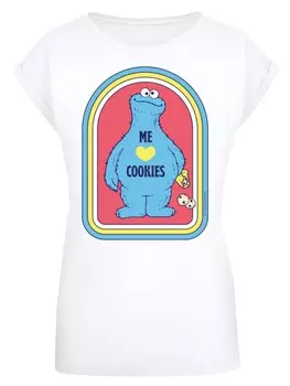 Футболка F4NT4STIC Extended Shoulder T-Shirt Sesamstrae Cookie Monster Me, белый
