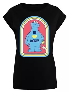 Футболка F4NT4STIC Extended Shoulder T-Shirt Sesamstrae Cookie Monster Me, черный