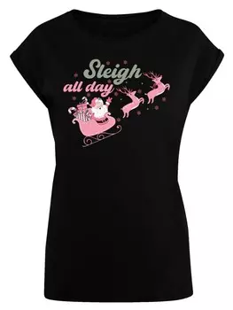 Футболка F4NT4STIC Extended Shoulder T-Shirt Sleigh all day Santas Reindeers, черный