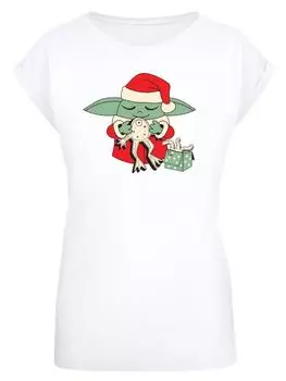 Футболка F4NT4STIC Extended Shoulder T-Shirt Star Wars Grogu To You XMAS, белый