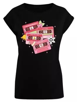 Футболка F4NT4STIC Extended Shoulder T-Shirt Weihnachten Retro Song Tapes Pink, черный