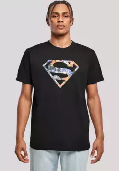 Футболка F4NT4STIC "Футболка DC Comics Superman Floral Logo Superhero", мужская, товары премиум-класса, стандартного кроя, базовая модель, с принтом, черный