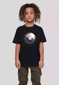 Футболка F4NT4STIC "Футболка "Marvel Captain America Shield Shiny", унисекс для детей, товары премиум-класса, для мальчиков, для девочек, принт с логотипом, черный
