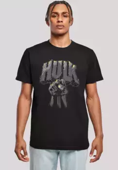 Футболка F4NT4STIC "Футболка "Marvel Hulk Punch Logo", мужская, товары премиум-класса, стандартная посадка, базовая модель, принт с логотипом, черный