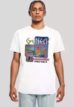 Футболка F4NT4STIC "Genesis World Tour 78", мужская, премиум-мерч, стандартного кроя, базовая модель, рубашка с группой, белый