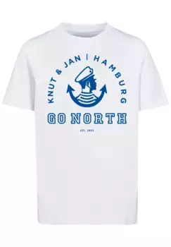 Футболка F4NT4STIC "Go North Knut & Jan Hamburg Logo", принт, белый
