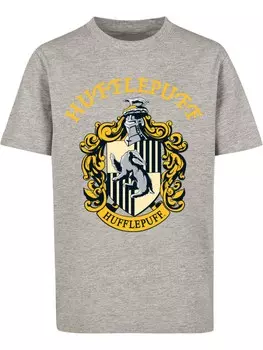 Футболка F4Nt4Stic Harry Potter Hufflepuff Crest, серый/пестрый серый