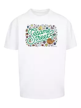 Футболка F4NT4STIC Heavy Oversize T-Shirt Sesamstrae Collage Coloured, белый