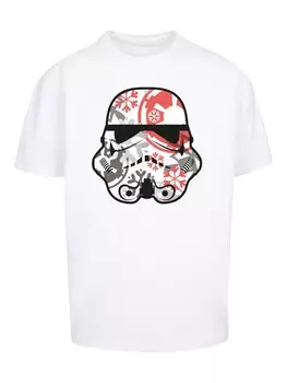 Футболка F4NT4STIC Heavy Oversize T-Shirt Star Wars Trooper Head Snoflakes, белый