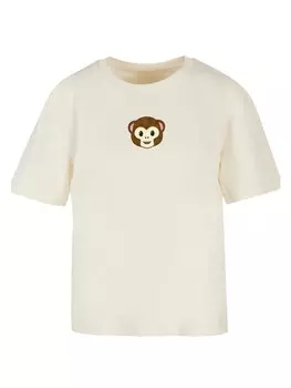 Футболка F4NT4STIC Ladies Everyday Tee emoji couture smiling monkey furry face, цвет whitesand