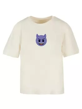Футболка F4NT4STIC Ladies Everyday Tee emoji couture evil smiling purple face, цвет whitesand