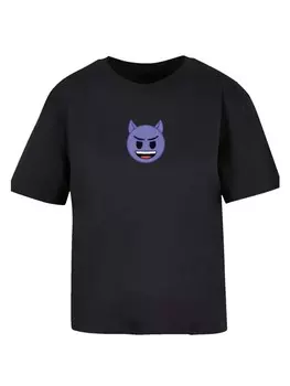 Футболка F4NT4STIC Ladies Everyday Tee emoji couture evil smiling purple face, черный