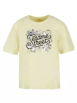 Футболка F4NT4STIC Ladies Everyday Tee Sesamstrae Collage Black & White, цвет softyellow