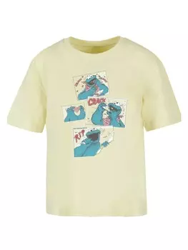 Футболка F4NT4STIC Ladies Everyday Tee Sesamstrae Cookie Monster Crunch, цвет softyellow