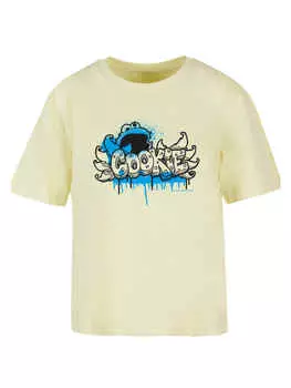 Футболка F4NT4STIC Ladies Everyday Tee Sesamstrae Cookie Fingers Graffiti, цвет softyellow