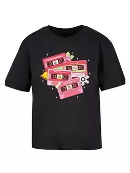 Футболка F4NT4STIC Ladies Everyday Tee Weihnachten Retro Song Tapes Pink, черный