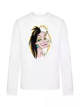 Футболка F4NT4STIC Langarm T-Shirt Disney Bsewichte Cruella Big Face, белый