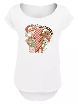 Футболка F4NT4STIC Long Cut T-Shirt Groovy Weihnachten Flash Cozy Vibes, белый