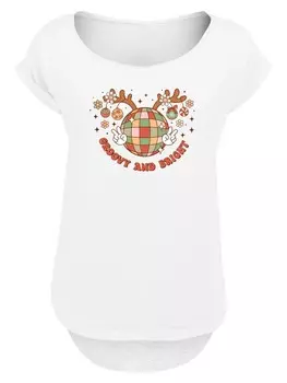 Футболка F4NT4STIC Long Cut T-Shirt Groovy Weihnachten Disco Deer, белый