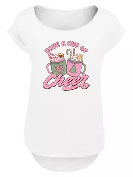 Футболка F4NT4STIC Long Cut T-Shirt Have a Cup of Cheer Weihnachten, белый