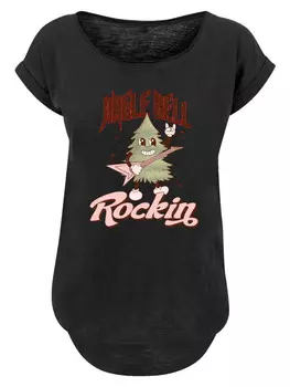 Футболка F4NT4STIC Long Cut T-Shirt Jingle Bell Rocking Weihnachten Tree, черный