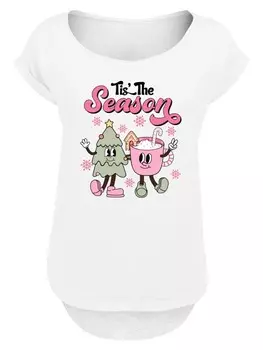 Футболка F4NT4STIC Long Cut T-Shirt Tis The Season Tree Cocoa, белый