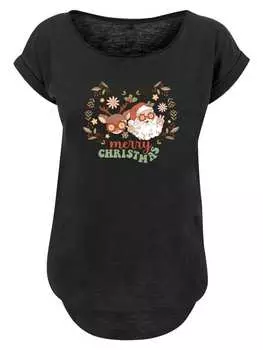 Футболка F4NT4STIC Long Cut T-Shirt Weihnachten Hippie Santa And Reindeer, черный