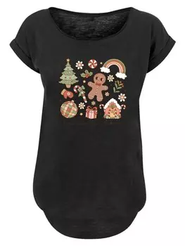 Футболка F4NT4STIC Long Cut T-Shirt Weihnachten Vibes Cozy Cute Winter, черный