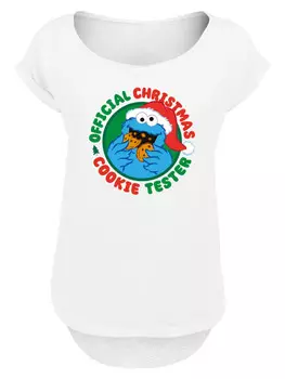 Футболка F4NT4STIC Long T-Shirt Sesamstrasse Weihnachten Keks Tester, белый
