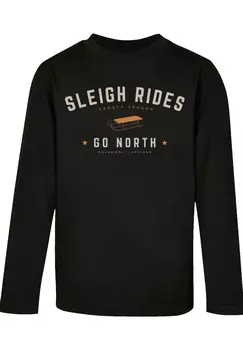 Футболка F4NT4STIC Longsleeve Schlittenfahren Weihnachten Christmas, черный