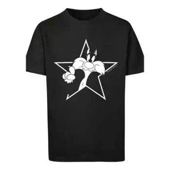 Футболка F4NT4STIC «Looney Tunes Sylvester Cartoon Star», дети унисекс, товары премиум-класса, для мальчиков, девочек, с принтом, черный