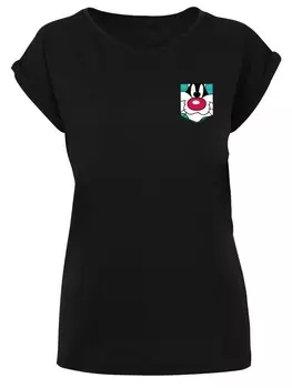 Футболка F4NT4STIC Looney Tunes Sylvester Face Faux Pocket, черный