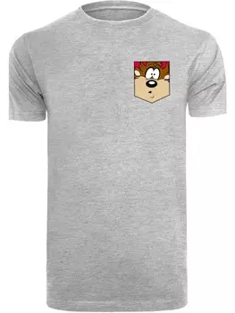 Футболка F4NT4STIC Looney Tunes Tasmanian Devil Face Faux Pocket, пестрый серый