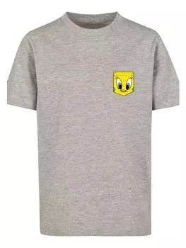 Футболка F4NT4STIC Looney Tunes Tweety Pie Face Faux Pocket, пестрый серый