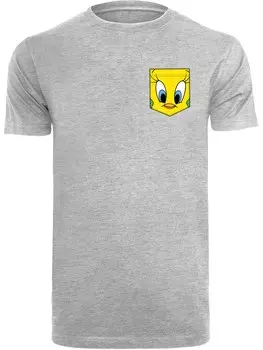 Футболка F4Nt4Stic Looney Tunes Tweety Pie Face Faux Pocket, пестрый серый