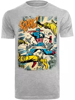 Футболка F4Nt4Stic Marvel Captain America Spang, пестрый серый