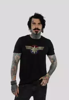 Футболка F4NT4STIC "Marvel Captain Marvel Chest Emblem", принт, черный