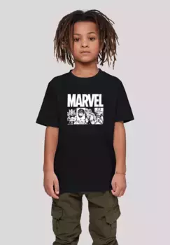 Футболка F4NT4STIC "Marvel Comics Action Tiles", унисекс для детей, товары премиум-класса, для мальчиков, девочек, принт с логотипом, черный